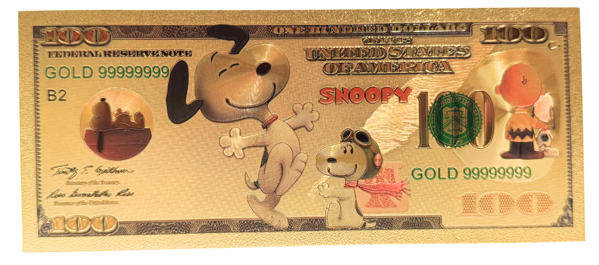 $100 SNOOPY NOVELTY GOLD FOIL NOTES