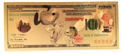 $100 SNOOPY NOVELTY GOLD FOIL NOTES