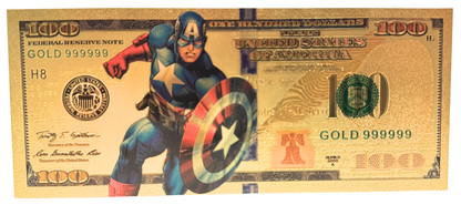 $100 MARVEL: CAPTAIN AMERICA NOVELTY GOLD FOIL NOTES