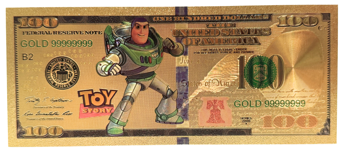 $100 DISNEY TOY STORY: BUZZ LIGHTYEAR NOVELTY GOLD FOIL NOTES