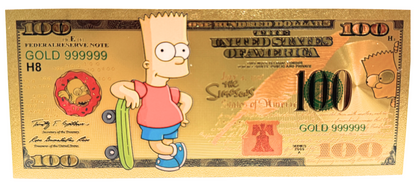 $100 SIMPSONS: BART NOVELTY GOLD FOIL NOTES