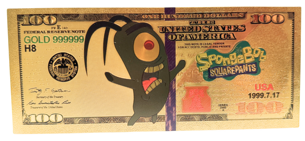 $100 SPONGEBOB: PLANKTON NOVELTY GOLD FOIL NOTES