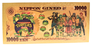 10000 YEN NINJA TURTLE: MICHELANGELO NOVELTY GOLD FOIL NOTES