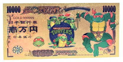 10000 YEN NINJA TURTLE: RAPHAEL NOVELTY GOLD FOIL NOTES