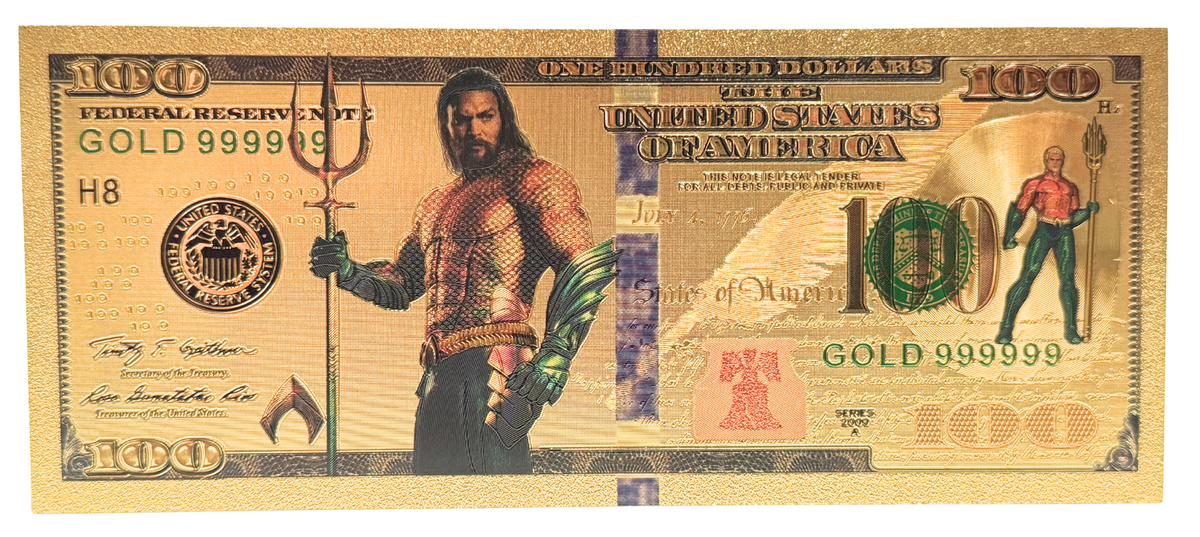 $100 DC COMICS: AQUAMAN NOVELTY GOLD FOIL NOTES