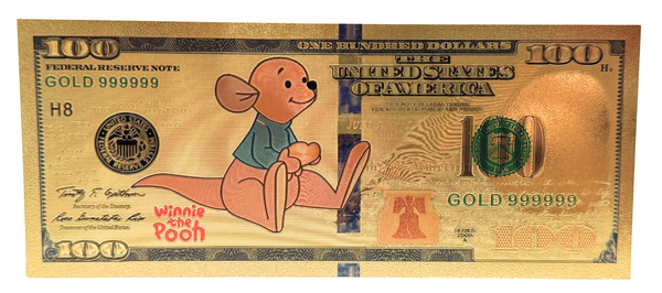 $100 WINNIE THE POOH: ROO NOVELTY GOLD FOIL NOTES