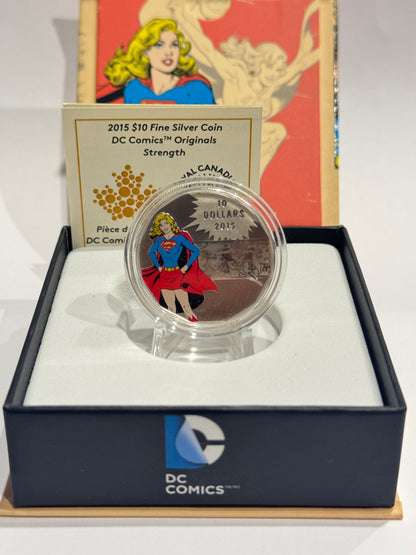 [AUCTION ONLY] 2015 $10 FINE SILVER COLOURED COIN – DC COMICS ORIGINALS: STRENGTH (SUPERGIRL)