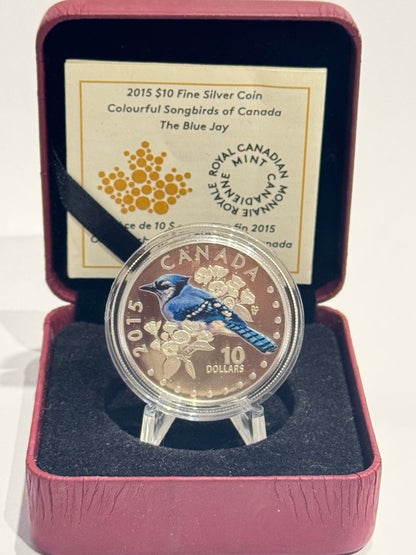 [AUCTION ONLY] 2015 $10 FINE SILVER COIN – COLOURFUL SONGBIRDS OF CANADA: THE BLUE JAY