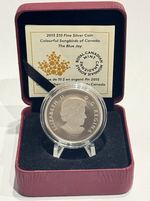 [AUCTION ONLY] 2015 $10 FINE SILVER COIN – COLOURFUL SONGBIRDS OF CANADA: THE BLUE JAY