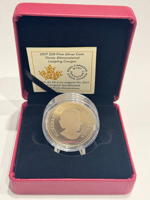 [AUCTION ONLY] 2017 $20 FINE SILVER COIN – THREE-DIMENSIONAL LEAPING COUGAR
