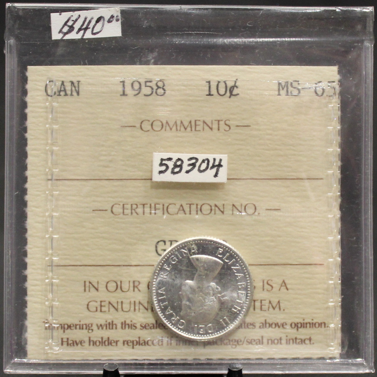 1958 CIRCULATION 10-CENT COIN - MS-65