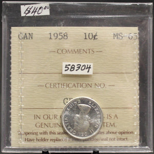1958 CIRCULATION 10-CENT COIN - MS-65