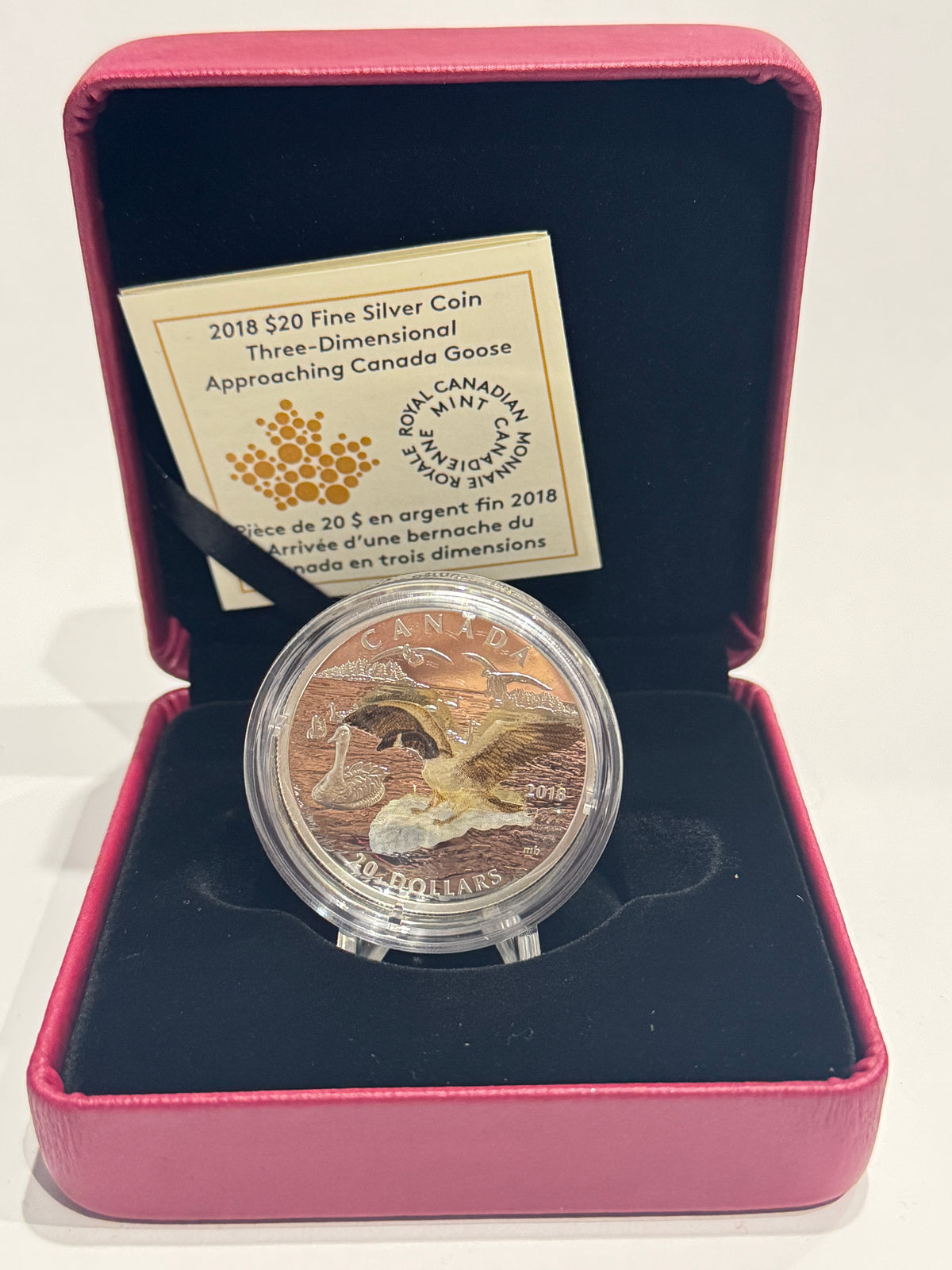 [AUCTION ONLY] 2018 $20 FINE SILVER COIN – THREE-DIMENSIONAL APPROACHING CANADA GOOSE