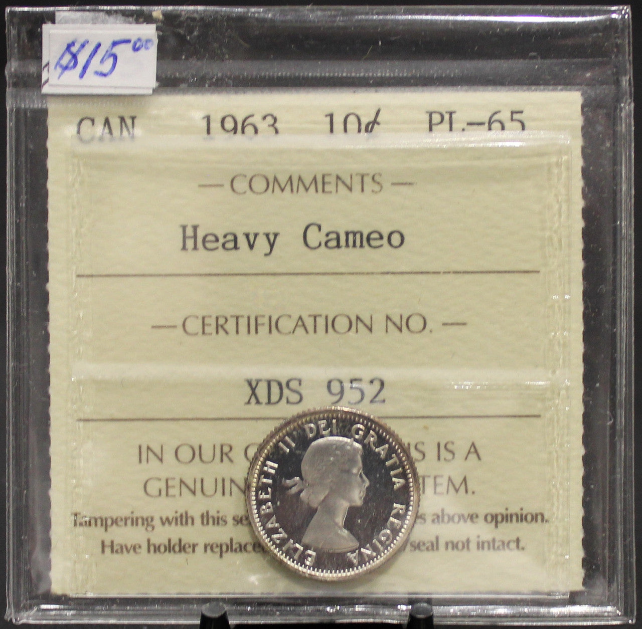1963 CIRCULATION 10-CENT COIN - HEAVY CAMEO - PL-65