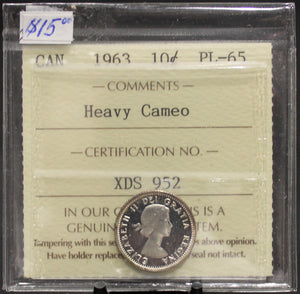 1963 CIRCULATION 10-CENT COIN - HEAVY CAMEO - PL-65