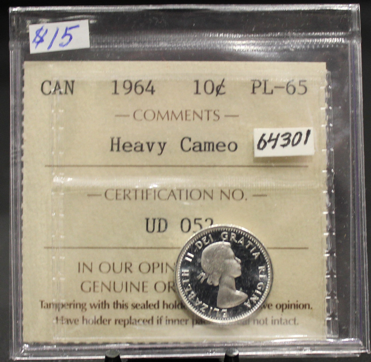 1964 CIRCULATION 10-CENT COIN - HEAVY CAMEO - PL-65