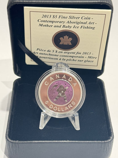[AUCTION ONLY] 2013 $5 FINE SILVER COIN CONTEMPORARY ABORIGINAL ART – MOTHER AND BABY ICE FISHING