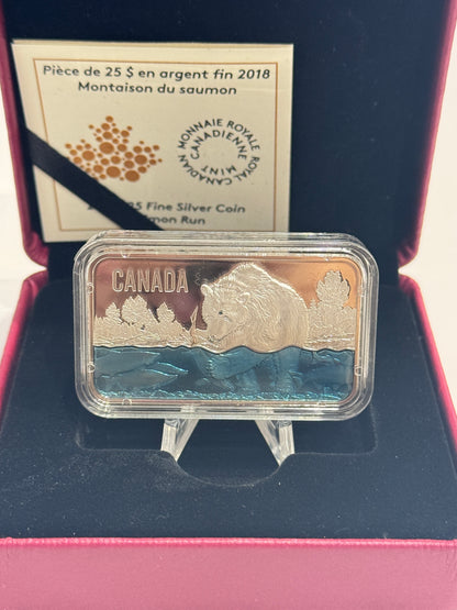 [AUCTION ONLY] 2018 $25 FINE SILVER ULTRA-HIGH RELIEF COIN – SALMON RUN
