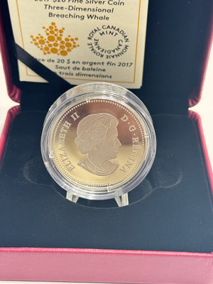2017 $20 FINE SILVER COIN – THREE-DIMENSIONAL BREACHING WHALE