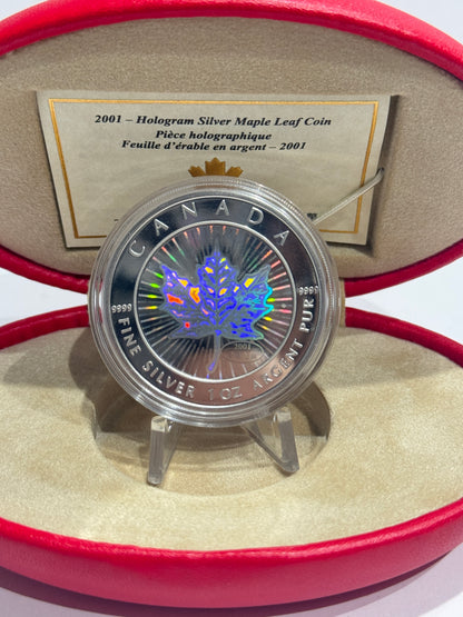 [AUCTION ONLY] 2001 $5 1 OZ HOLOGRAM SILVER MAPLE LEAF
