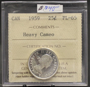 1959 CIRCULATION 25-CENT COIN - HEAVY CAMEO - PL-65