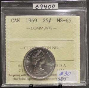 1969 CIRCULATION 25-CENT COIN - MS-65