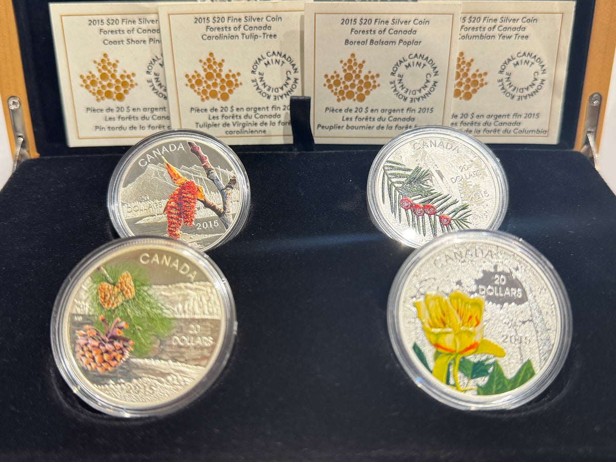 [AUCTION ONLY] 2015 $20 FINE SILVER 4-COIN SET – FORESTS OF CANADA