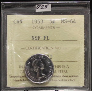 1953 CIRCULATION 5-CENT COIN - MS-64