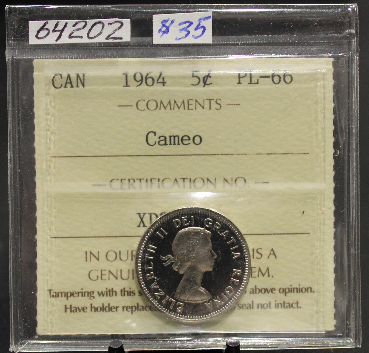 1964 CIRCULATION 5-CENT COIN - CAMEO - PL-66