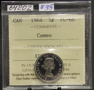1964 CIRCULATION 5-CENT COIN - CAMEO - PL-66