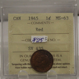 1945 CIRCULATION 1-CENT COIN - RED - MS-63