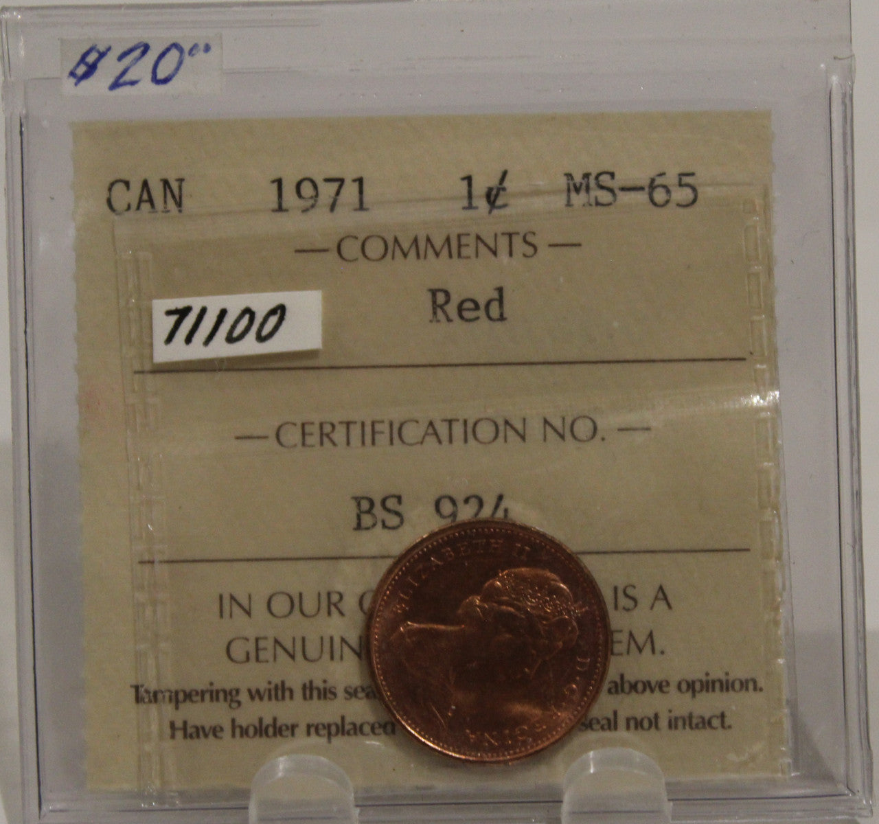 1971 CIRCULATION 1-CENT COIN - RED - MS-65