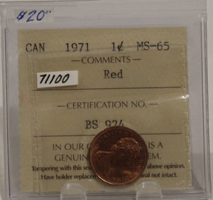 1971 CIRCULATION 1-CENT COIN - RED - MS-65