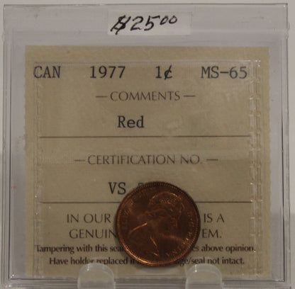 1977 CIRCULATION ONE-CENT COIN - RED - MS-65