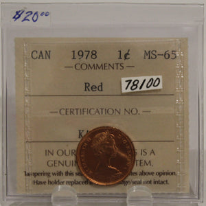 1978 CIRCULATION ONE-CENT COIN - RED - MS-65