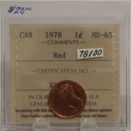 1978 CIRCULATION ONE-CENT COIN - RED - MS-65