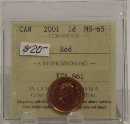 2001 CIRCULATION ONE-CENT COIN - RED - MS-65