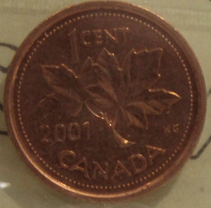 2001 CIRCULATION ONE-CENT COIN - RED - MS-65