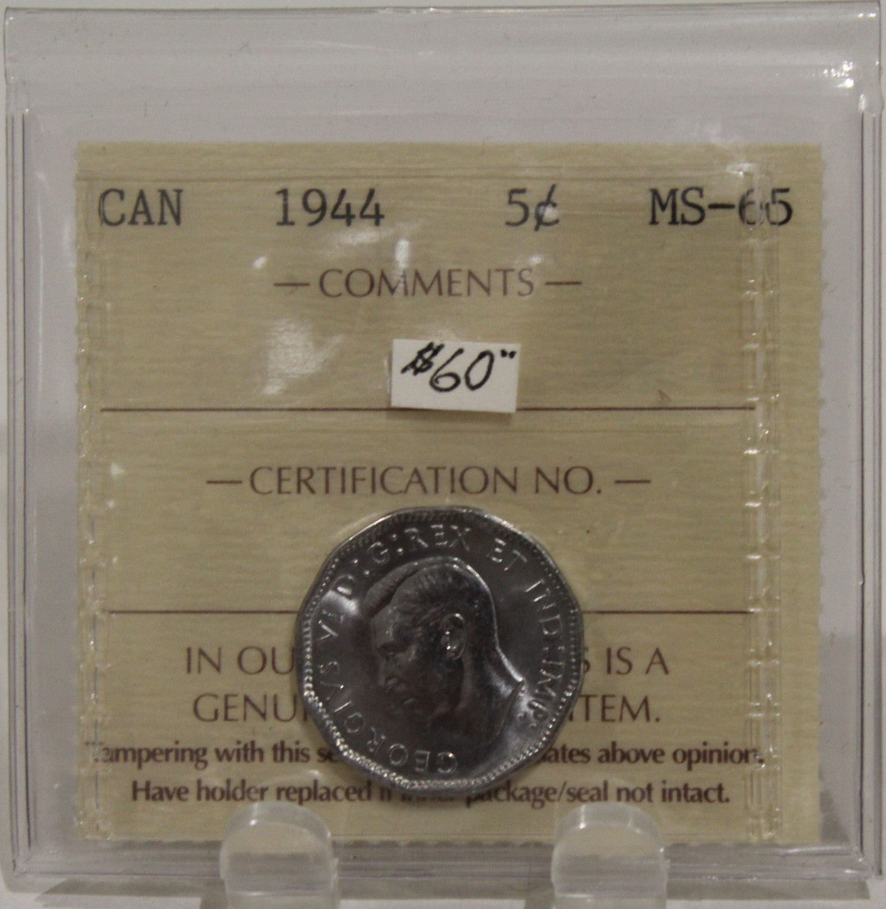 1944 CIRCULATION 5-CENT COIN - MS65
