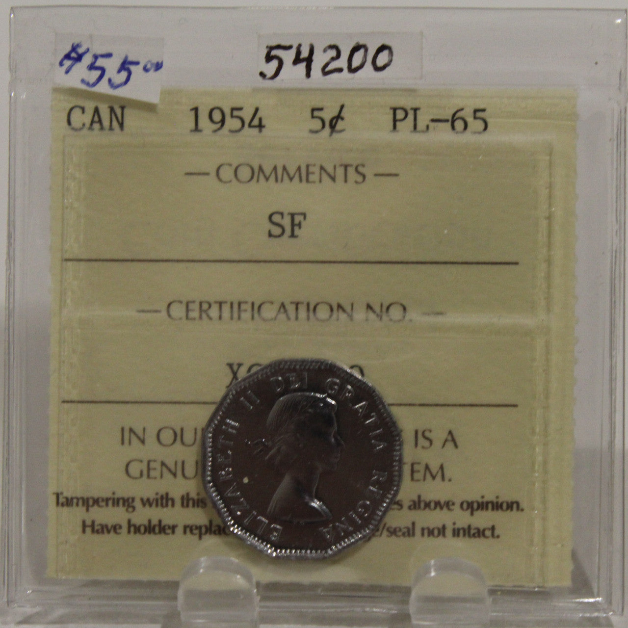 1954 CIRCULATION 5-CENT COIN - SF - PL-65