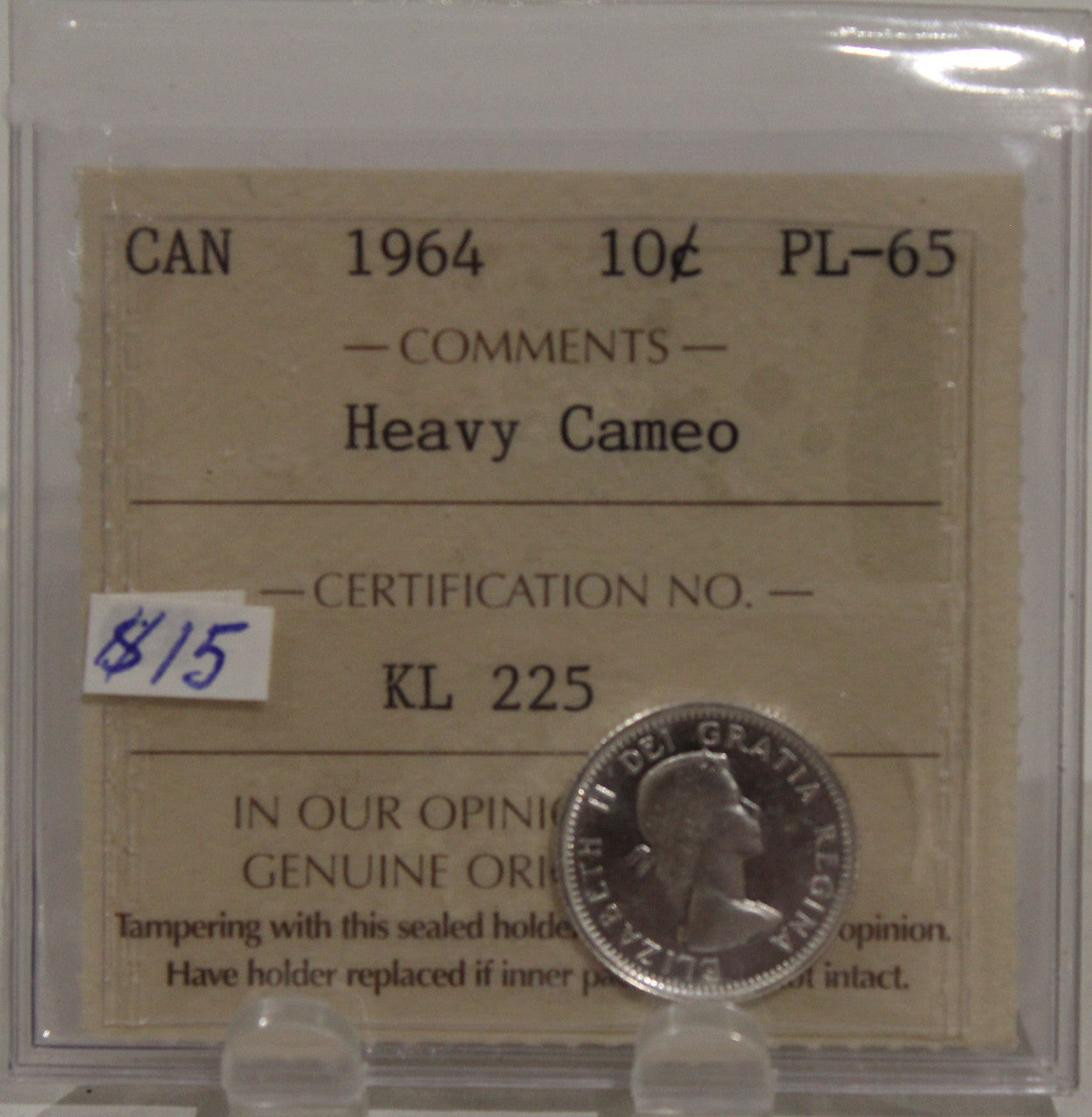 1964 CIRCULATION 10-CENT COIN - HEAVY CAMEO - PL65