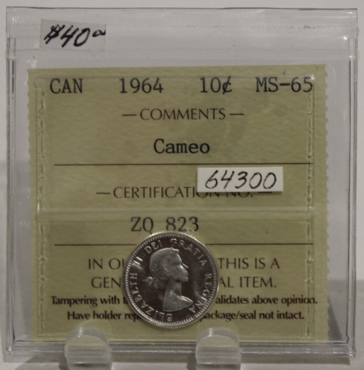 1964 CIRCULATION 10-CENT COIN - CAMEO - MS65
