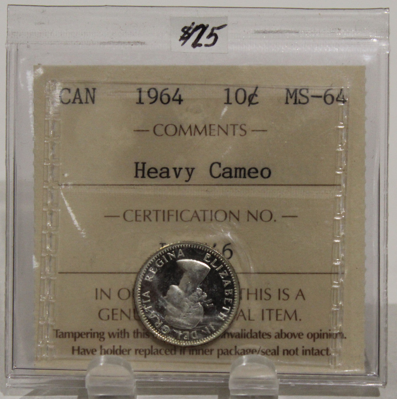 1964 CIRCULATION 10-CENT COIN - HEAVY CAMEO - MS64