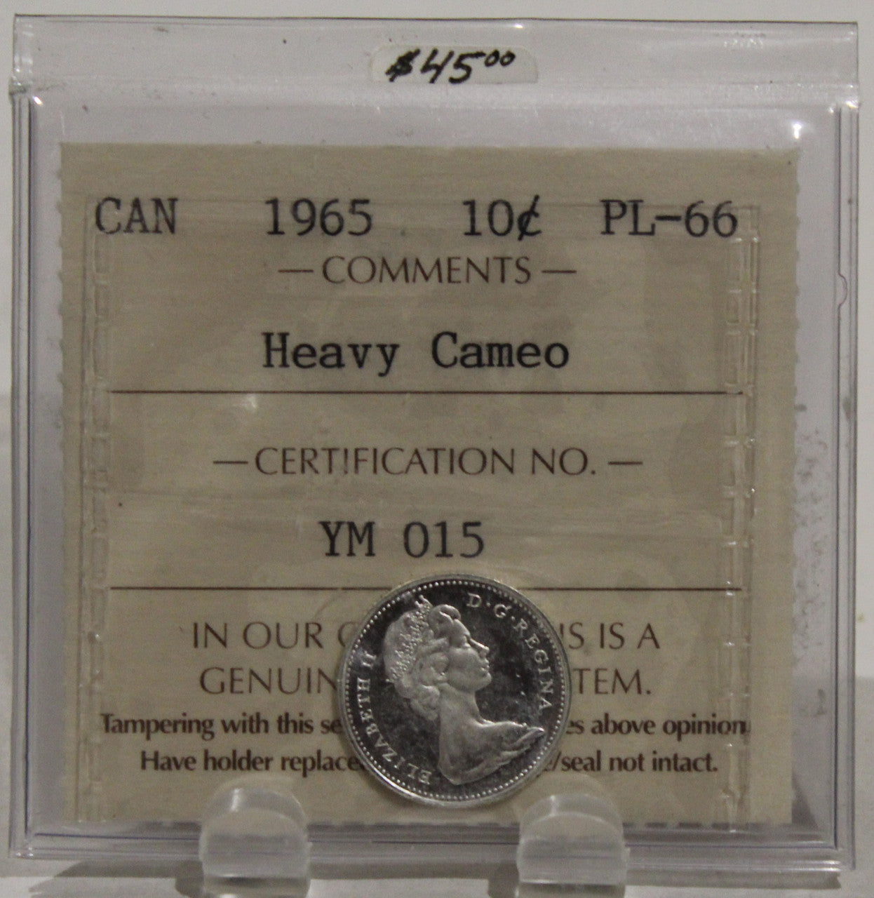 1965 CIRCULATION 10-CENT COIN - HEAVY CAMEO - PL66