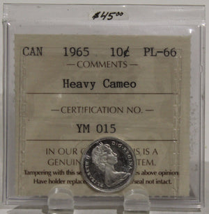 1965 CIRCULATION 10-CENT COIN - HEAVY CAMEO - PL66