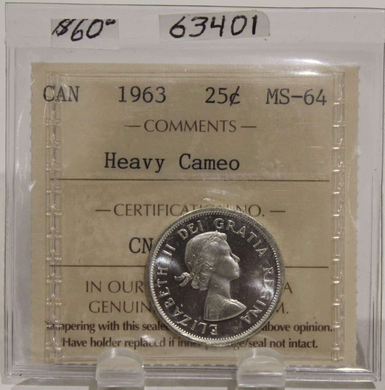 1963 CIRCULATION 25-CENT COIN - MS64