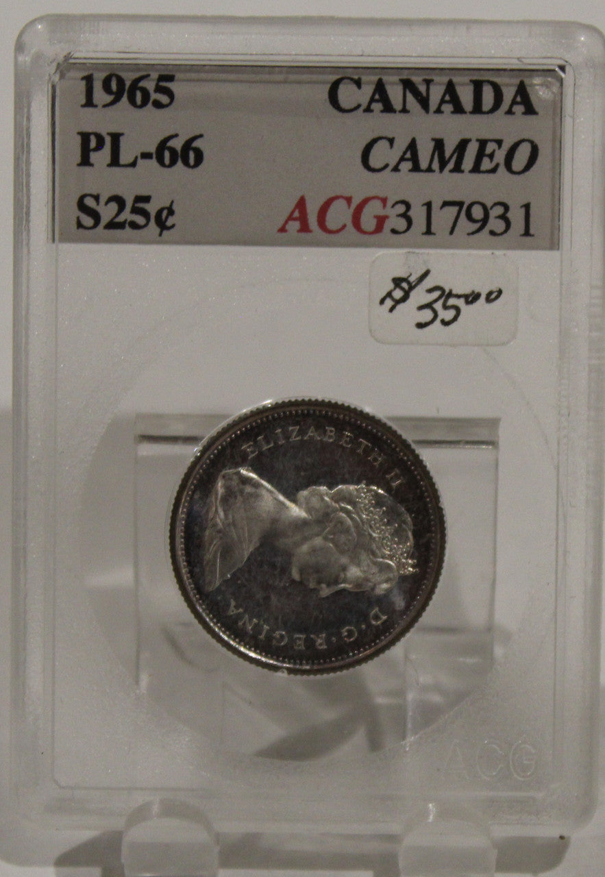 1965 CIRCULATION 25-CENT COIN - CAMEO - PL66