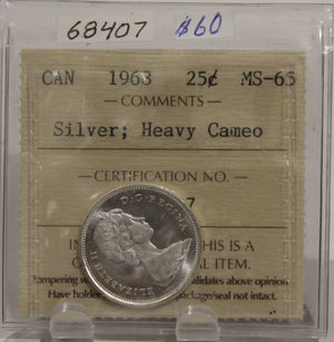 1968 CIRCULATION 25-CENT COIN - SILVER - HEAVY CAMEO - MS65