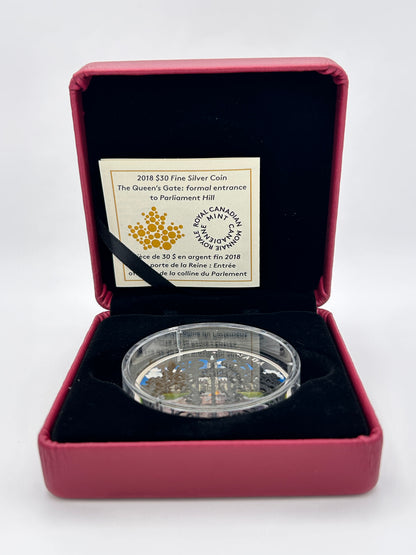 [AUCTION ONLY] 2018 2oz $30 THE QUEEN'S GATE: FORMAL ENTRANCE TO PARLIAMENT HILL FINE SILVER COIN