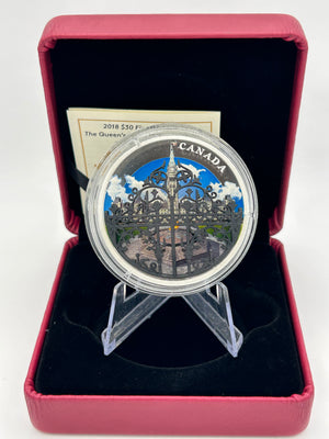 [AUCTION ONLY] 2018 2oz $30 THE QUEEN'S GATE: FORMAL ENTRANCE TO PARLIAMENT HILL FINE SILVER COIN